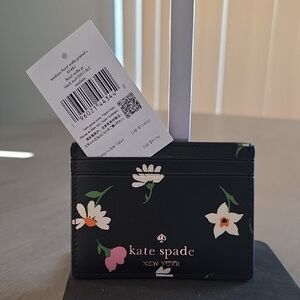 kate spade black floral cardholder with multicolor blooms